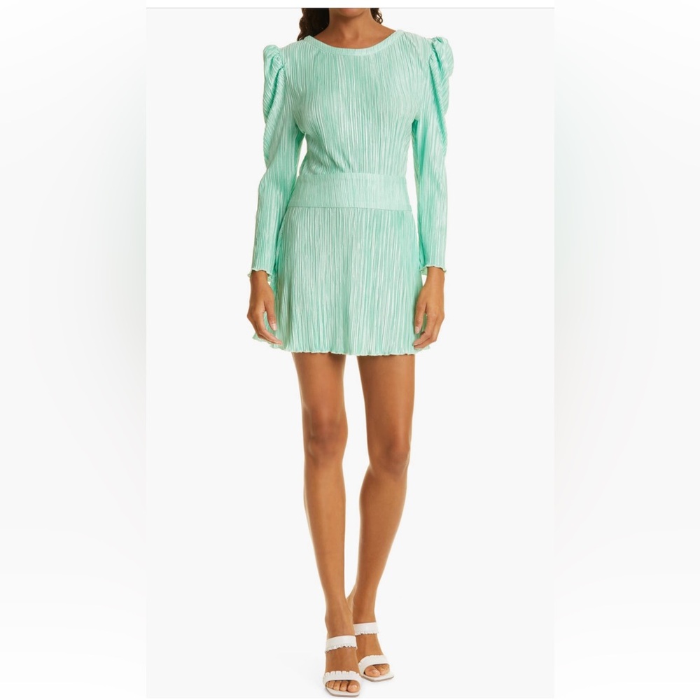 LoveShackFancy Carleen Long Sleeve Plisse Dress